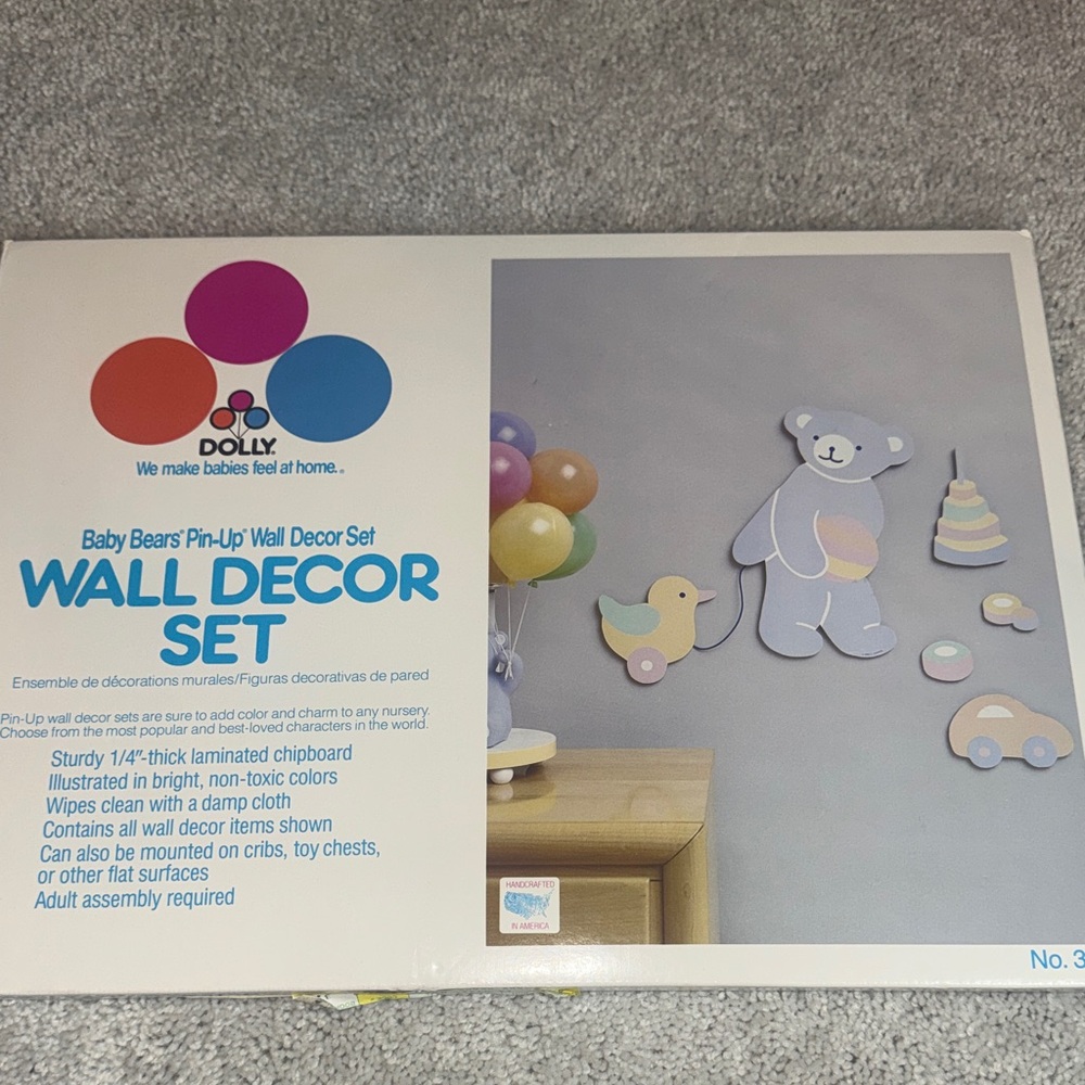 Vtg Dolly Bear Wall Decor Set 1986 80s
